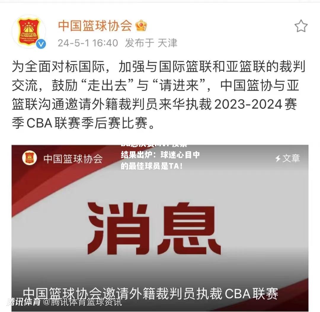 cba总决赛MVP投票结果出炉：球迷心目中的最佳球员是TA！